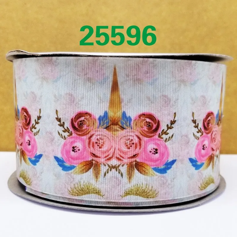 50 ярдов мультфильм напечатанный grosgrain ленты 25599 - Цвет: 25596