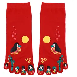 Милые хлопковые спортивные носки для взрослых с героями мультфильмов, походные носки для путешествий, носки с пальцами, разноцветные