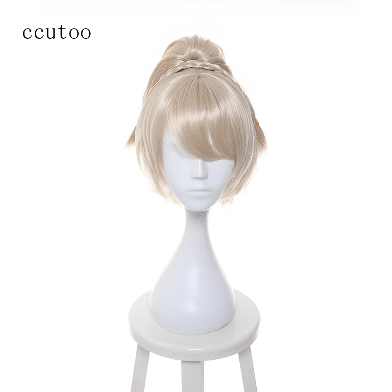 

ccutoo Blonde Oblique Fringe Curly Chip Ponytail Synthetic Hair Final Fantasy XV Lunafrena Nox Fleuret Cosplay Wig