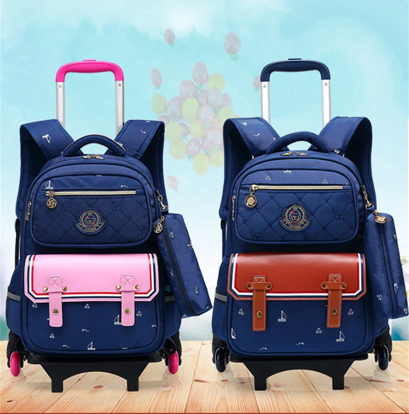 Съемные детские школьные сумки с 6 колесами, Детский водонепроницаемый рюкзак на колесиках, Детские Сумки на колесиках для мальчиков и девочек, сумка для книг на колесиках