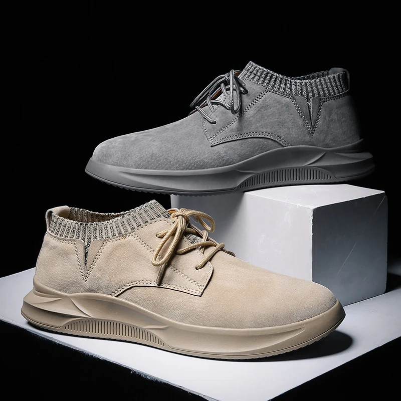 

2019 Hot Sale Men Casual Sock Shoes Rubber Soles Comfortable Casual Shoes Spring Autumn Leather Sneakers Men Shoes Luxury Brand
