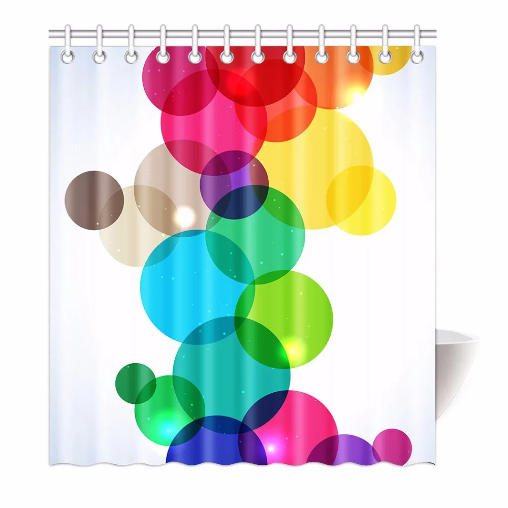 High Quality Arts Shower Curtains Colorful Abstract Round Brilliant Spot Art Bathroom Decorative