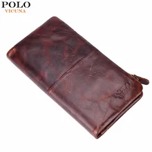 VICUNA POLO Vintage Waxy Oil Genuine Leather Men Wallets Italian Brand Mens Leather Wallet With Removable Zipper Pocket carteira
