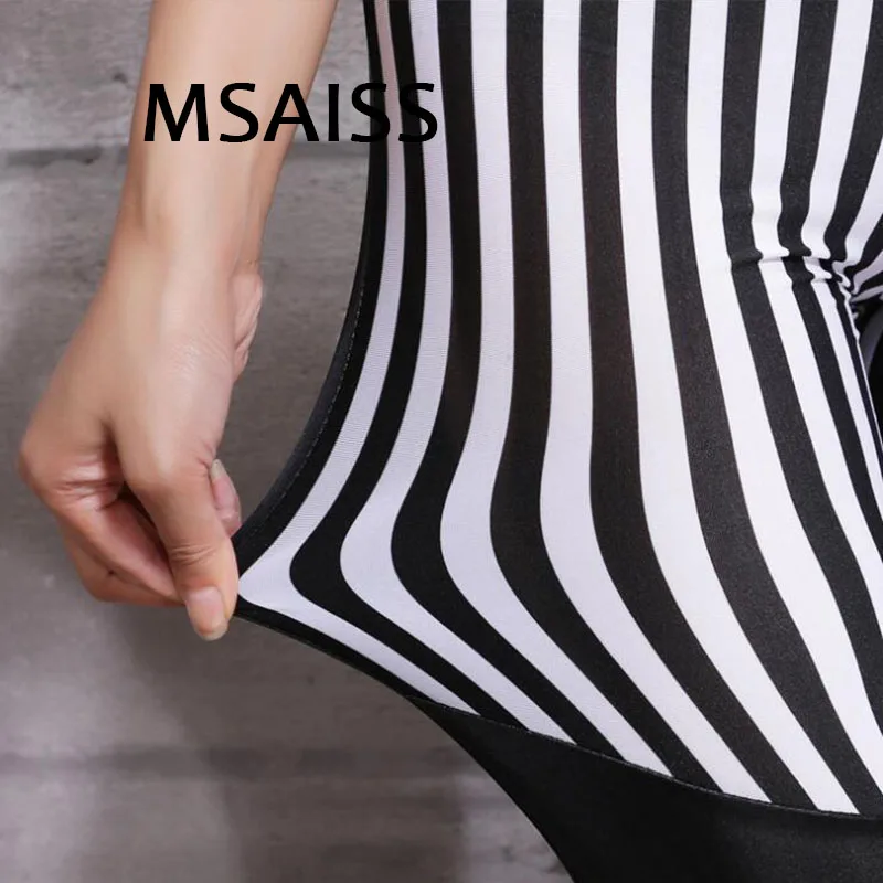 Женские леггинсы MSAISS в полоску, леггинсы из искусственной кожи, один размер, сексуальные штаны, леггинсы