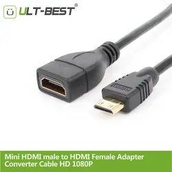 Ult-лучший мини микро HDMI мужчина к HDMI Женский адаптер конвертер кабель HD 1080p HDMI конвертер Короткий Кабо 20 см для камеры HDTV