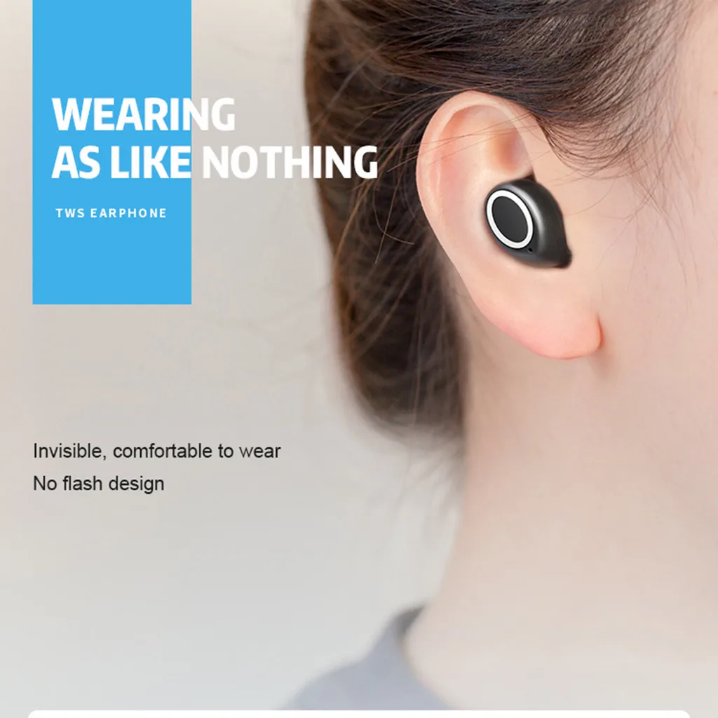 Bluetooth наушники вкладыши 5 0 + EDR спортивные мини TWS с зарядным устройством 1500 мАч