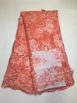 

French lace with the latest lace high quality 3D applique lace fabric for the apricot bridal lace fabric, for the dress ZY08-032