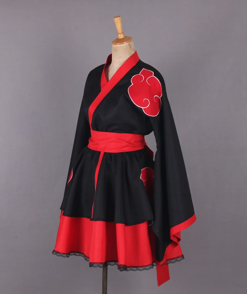 Наруто Shippuden Организация Акацуки Женская Лолита кимоно платье Аниме Косплей Костюм