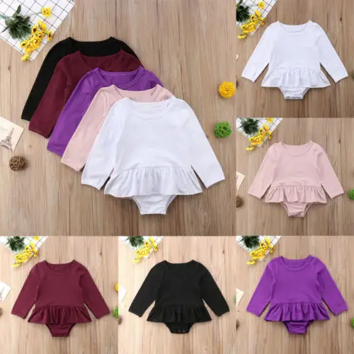

PUDCOCO Newest Newborn Infant Baby Girl Ruffle Cotton Bodysuit Casual Jumpsuit Clothes Pop Outfit 0-24M