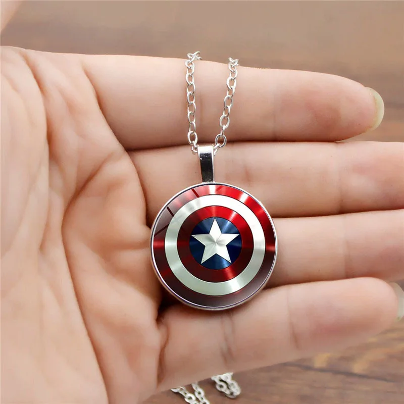 

New Avengers Endgame Captain America Cosplay Accessories Steve Rogers Round Shield Pendant Keychain jewelry Necklace Key Ring