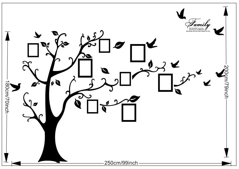 3D Наклейка на стену черная художественная фоторамка на память дерево наклейка на стену s домашний декор семейное дерево наклейка на стену