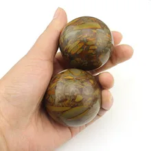 2 Pcs 45mm Handball Natural Stone Massager Stress Relief Health Care Fitness Handball Gift For Parents