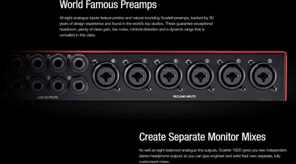 Новое поколение Focusrite Scarlett 18i20 18-input/20-output USB Audio interface studio recording sound card(2-е поколение