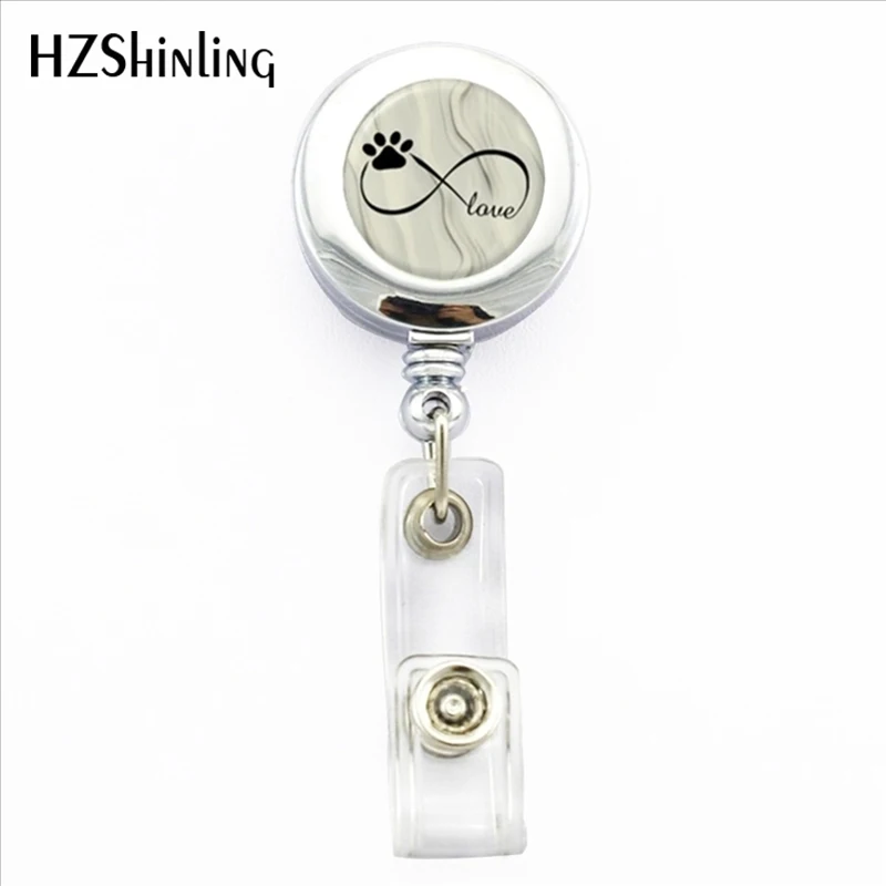 

2017 New Badge Holder Dog Paw and Love ID Card Holder With Clip Symbol Photo Office Badge Reel