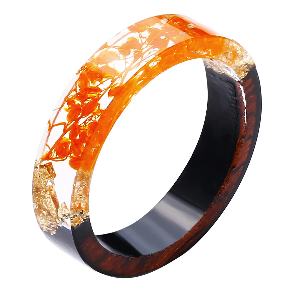 17KM Fashion 3 Color Resin Wood Rings For Women 2018 New Design Round Statement Flower Finger Ring Female Handmede Jewelry Gifts