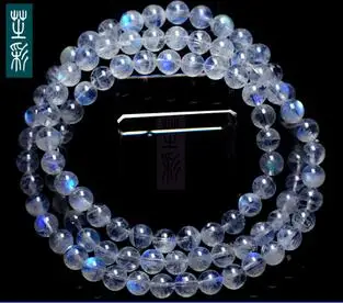 

free shipping 4.5-5mm Natural Glass Moonlight Blue Moonstone Crystal Bracelet