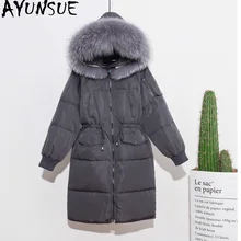 AYUNSUE Women's Down Jacket Winter Big Real Fur Collar Large Size Thick Puffy Coat Jackets Chaquetas Mujer Invierno KJ471