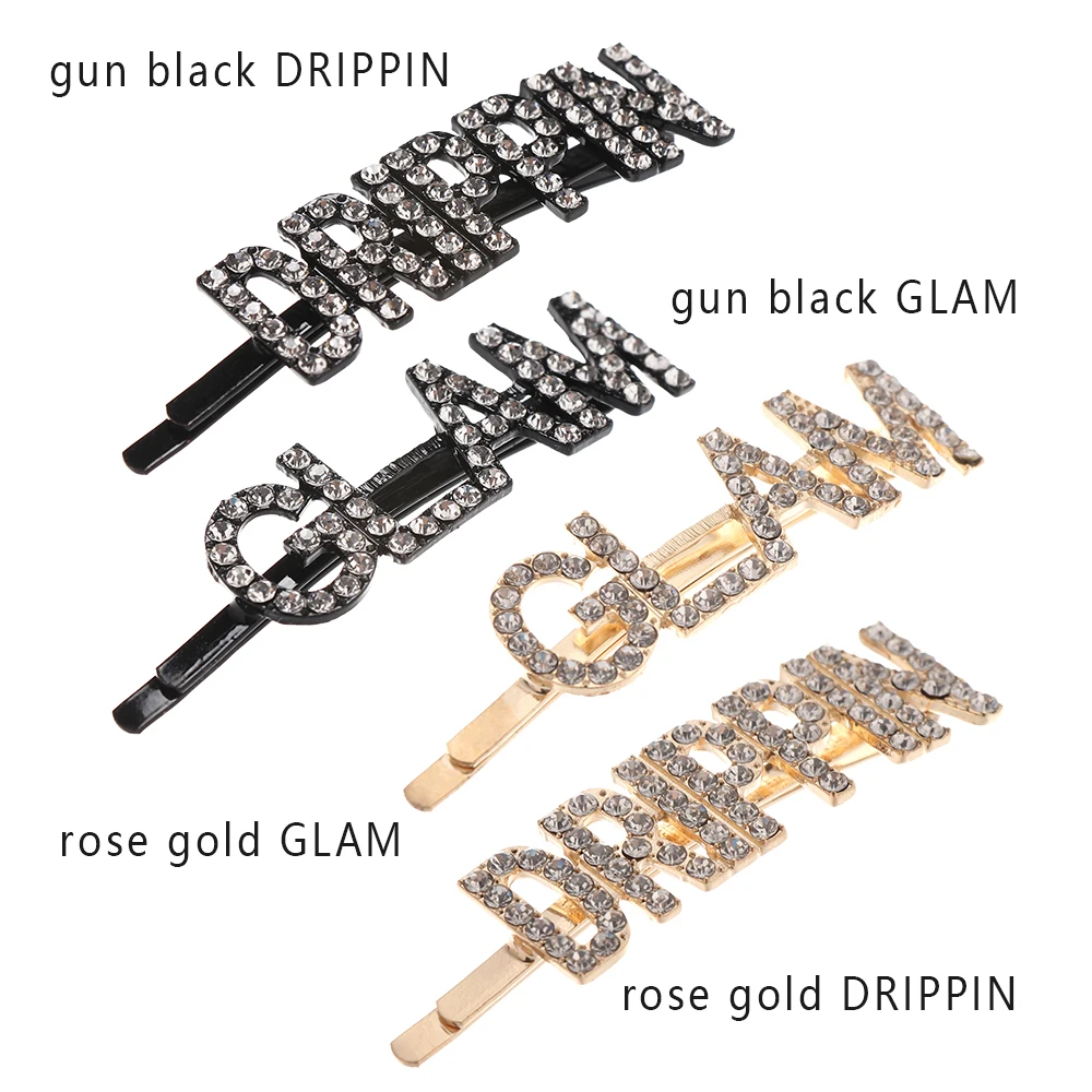 2019 GLAM DRIPPIN модные блестящие стразы с буквами заколки для волос аксессуары женщин
