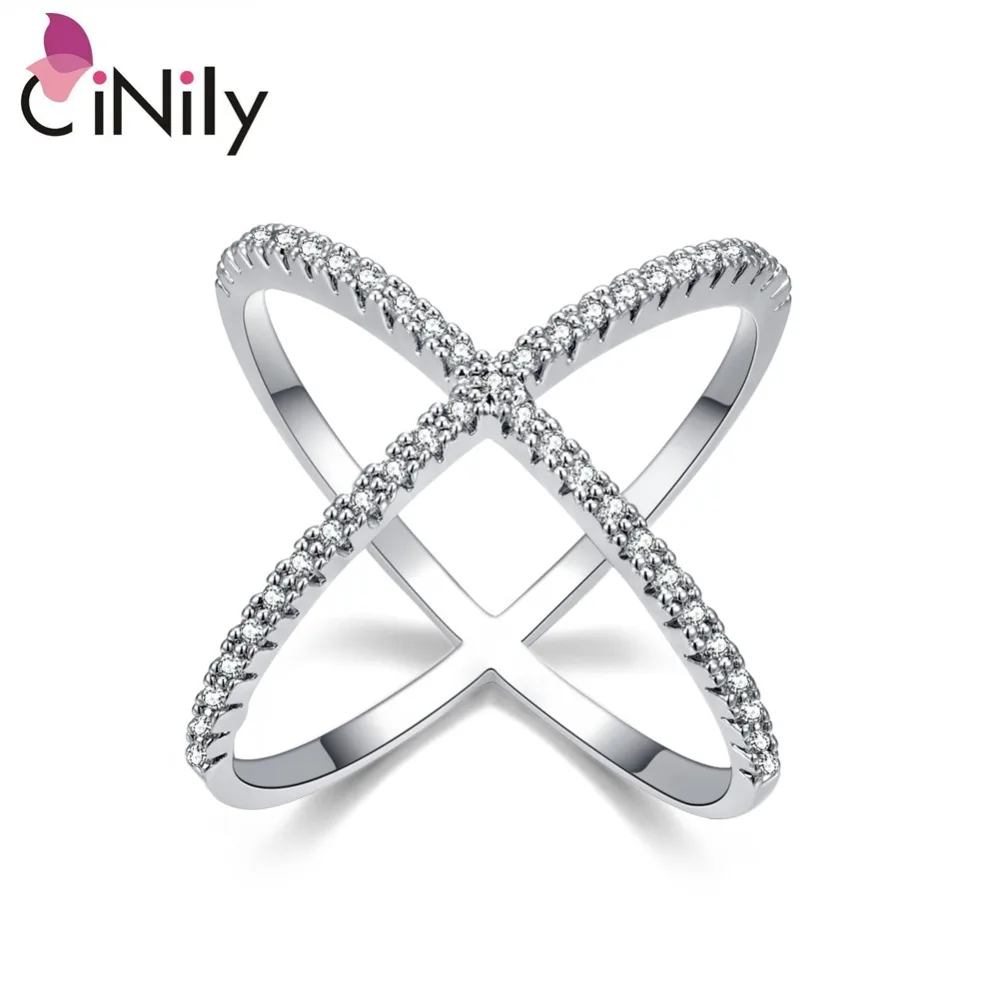 CiNily Created Cubic Zirconia Silver Plated Wholesale New Style for Women Jewelry Wedding Engagement Ring Size 6-9 NJ11095