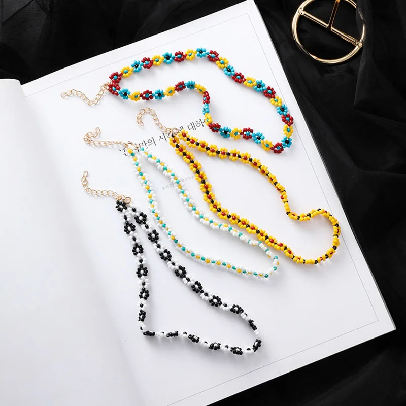 

New Bohemian Style Colorful Acrylic Beads Choker Necklace For Women Fashion Jewelry Beach Holidays Neck Jewelry Clavicle Gifts