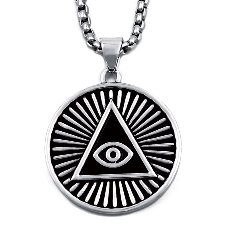 

Illuminati All Seeing Eye of Providence Pendant Necklace for Stainless Steel Men Hiphop/Rock Style Jewelry Chain 24"