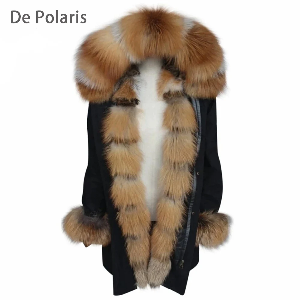 real fur parka women long real fur coat woman winter parkas big raccoon fur collar hooded parkas thick outerwear stree style