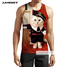 Jumeast Фирменная Новинка 3d печатных забавные животные для мужчин/Женские топы прекрасный Лось кошка шимпанзе футболка без рукавов унисекс милый Дельфин лягушка