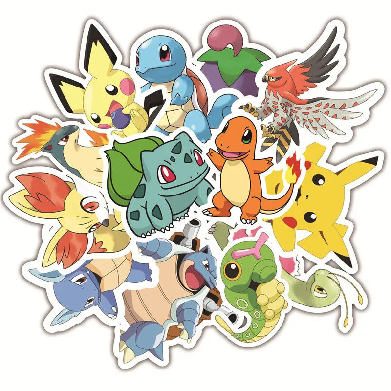 

36PCS Pokemon Anime Game Stickers Animal stickers For Luggage Skateboard Bicycle Fridge Laptop Cute Cartoon Sticker Set