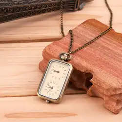 Античная бронза кварц карманные часы Dual Double Time Zone движение подарок кулон цепи Цепочки и ожерелья relogio masculino