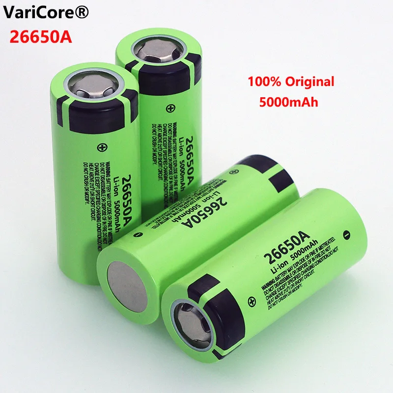 4 шт. VariCore 26650A литий-ионная батарея 3,7 V 5000mA аккумуляторные батареи разрядник 20A батарея питания для фонарика электронные инструменты