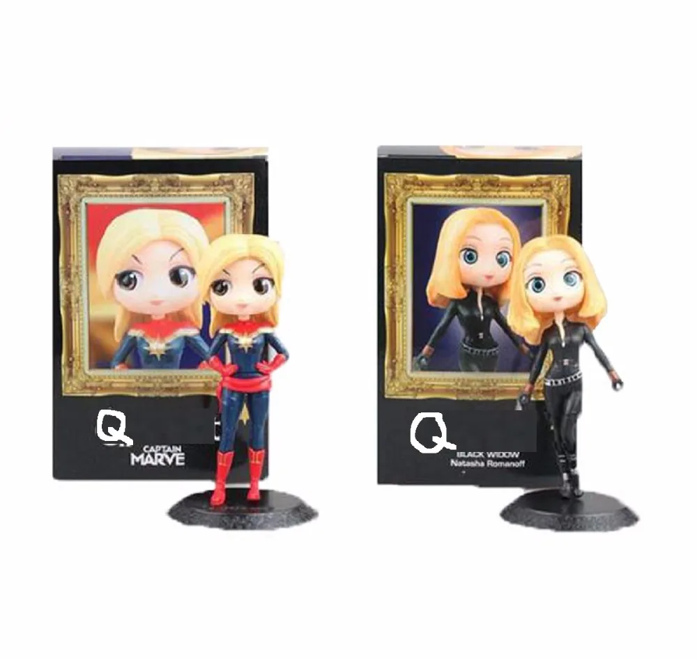 

mini Marvel Captain Marvel Black Widow 15cm Figurine 6" Figure Q version posket Princess Posket DC Harley Quinn Cute doll toy