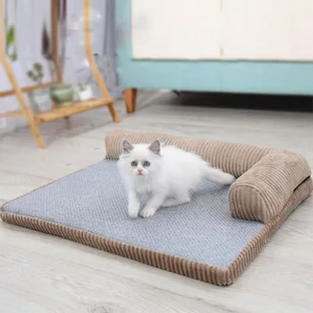 

OUYXR Pet Soft Sofa Summer Dog Cat Bed Mat Linen Cool Sleeping Mattress Small Medium Dogs Cats Hondenmand Pet Supplies