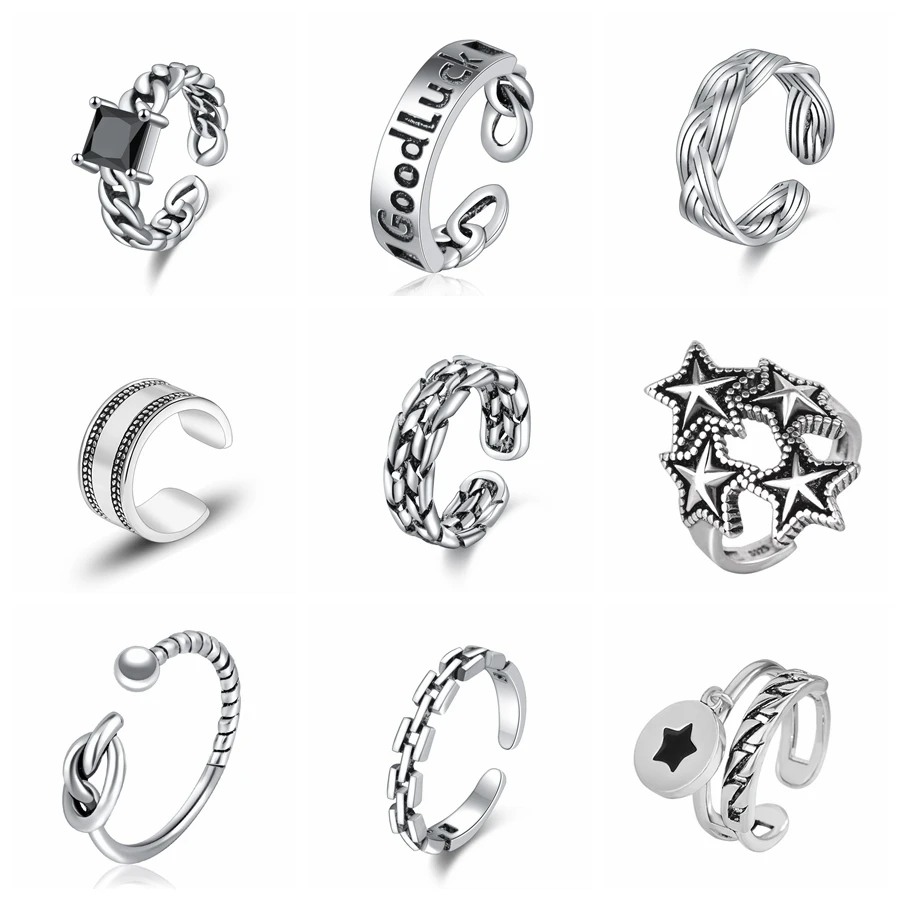 

30 style Vintage Men Women Ring Open Adjustable Ring For Femme Thai Silver Jewelry New 2019 anillos mujer