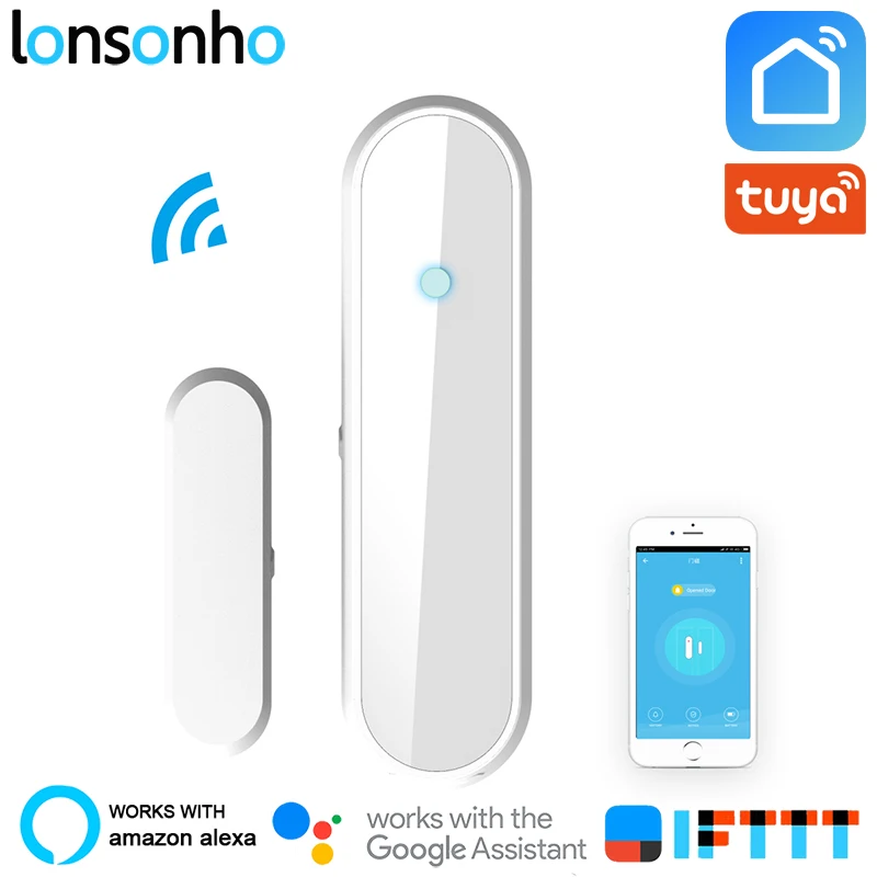 

Lonsonho Wifi Smart Door Window Sensor Detector Wireless Home Security Works With Alexa Google Home IFTTT Tuya Smart Life App