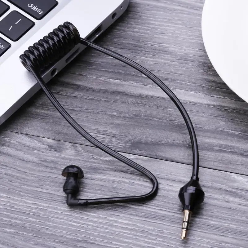 Топ предложения одиночные прослушивания 3,5 мм наушники спиральные кабели моно Функция наушник в ухо стерео гарнитура только для прослушивания