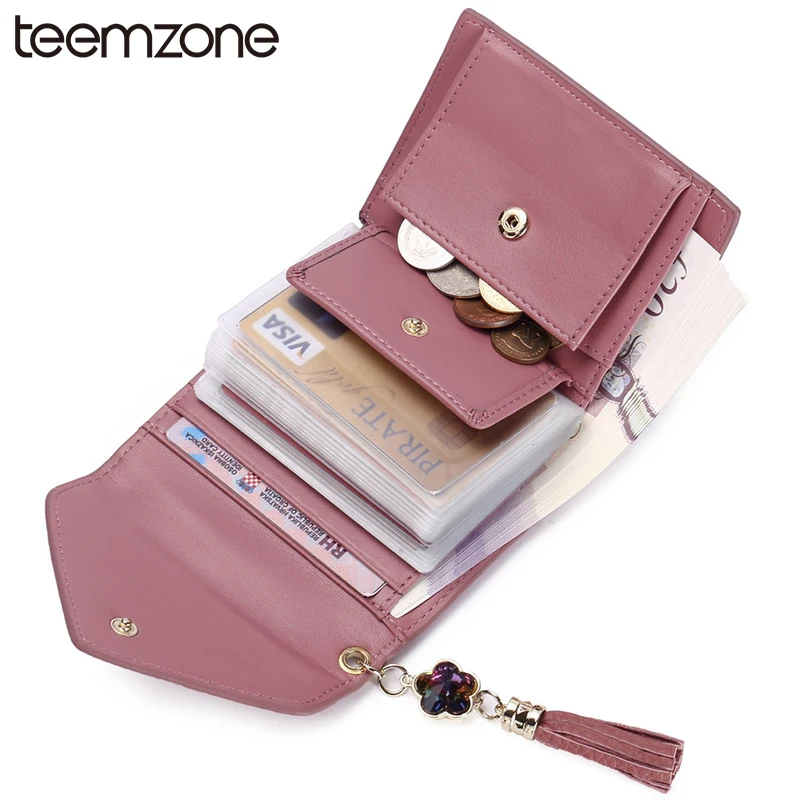 

teemzone Fashion Lovely Women Top Genuine Leather Wallet 24 ID Card Holders Female Hasp Purse Ladies Clutch Coin Wallets Q628