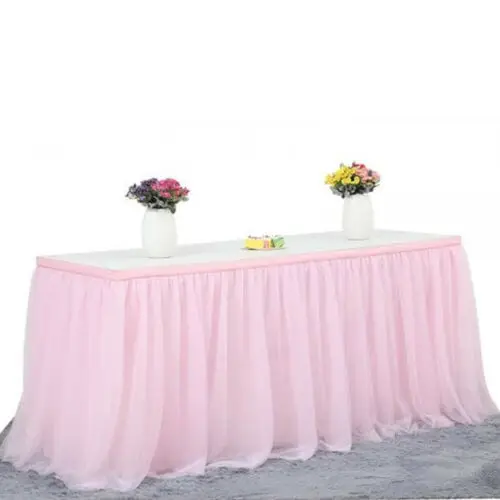 

1x TUTU Tulle Table Skirt Wedding Birthday Party Tableware Cloth Cover Decor Solid 5 Colors For Party Hotel Wedding Banquet