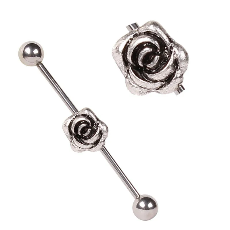 

316L Surgical Steel Black Rose Industrial Barbel Body Piercing Jewelry Factory Wholesales