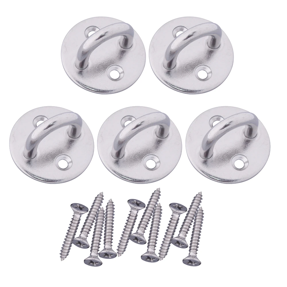 ZSPPPP 5Pcs 304 Stainless Steel M6 Round Sail Shade Pad Eye Plate U-Shaped Hook Ring Welded with Screws ZSPPPP 5Pcs 304 Stainless Steel M6 Round Sail Shade Pad Eye Plate U-Shaped Hook Ring Welded with Screws