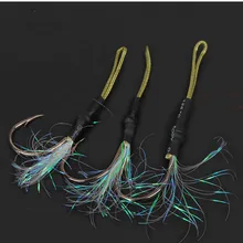 3 шт. Рыбалка ложка отсадки медленно джиг приманка jigbait ложка Deep Sea двойной Перо крючок 1#2#3