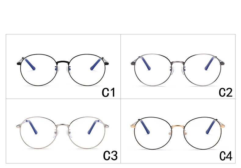 Женские очки, оптическая оправа, металлическая круглая оправа для очков, прозрачные линзы, синие очки для компьютера, прозрачная оправа для очков для мужчин