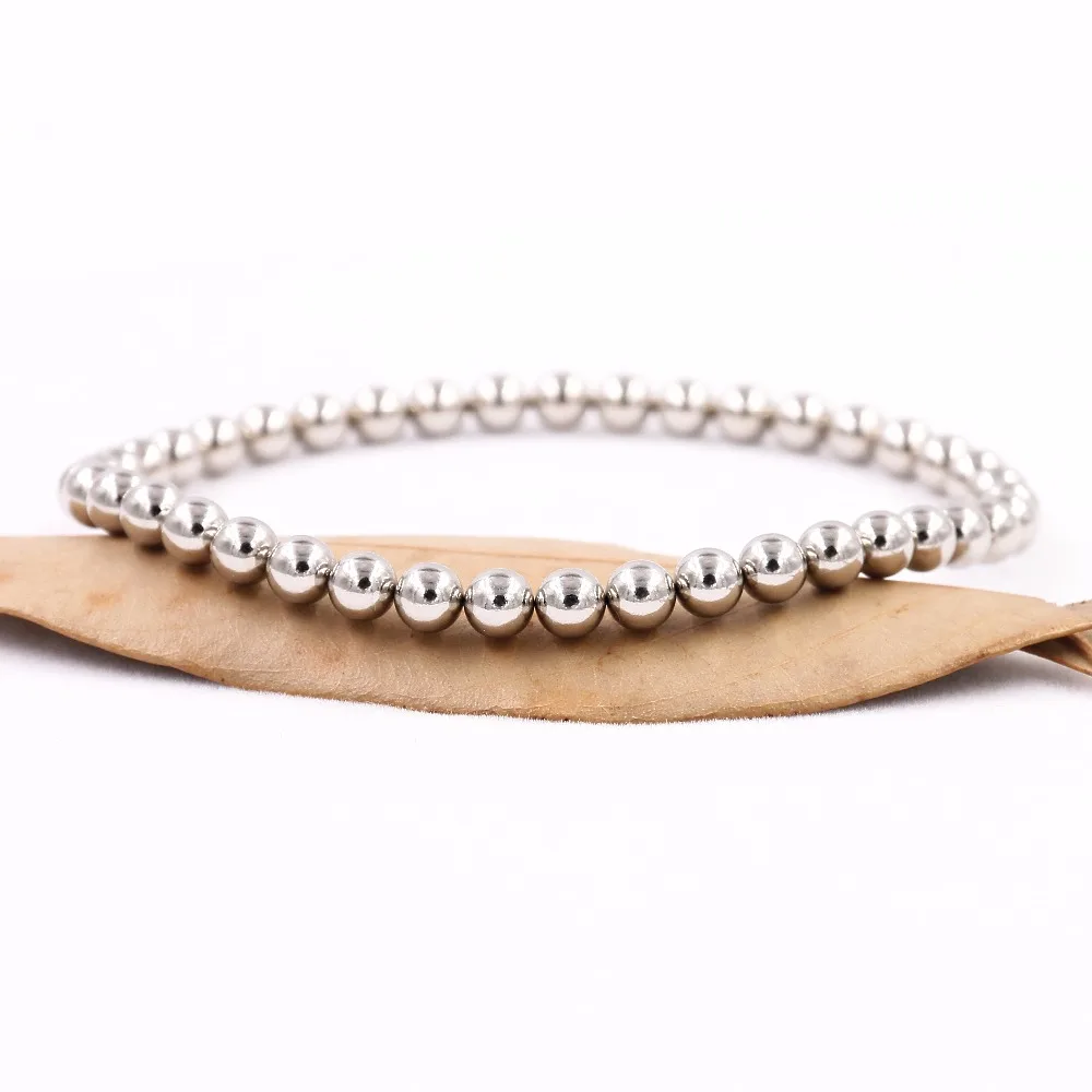 Супер сильный магнитный браслет серебряный цвет 5 мм круглые бусины регулируемые, сохраняют здоровье браслет для женщин и мужчин ювелирные изделия