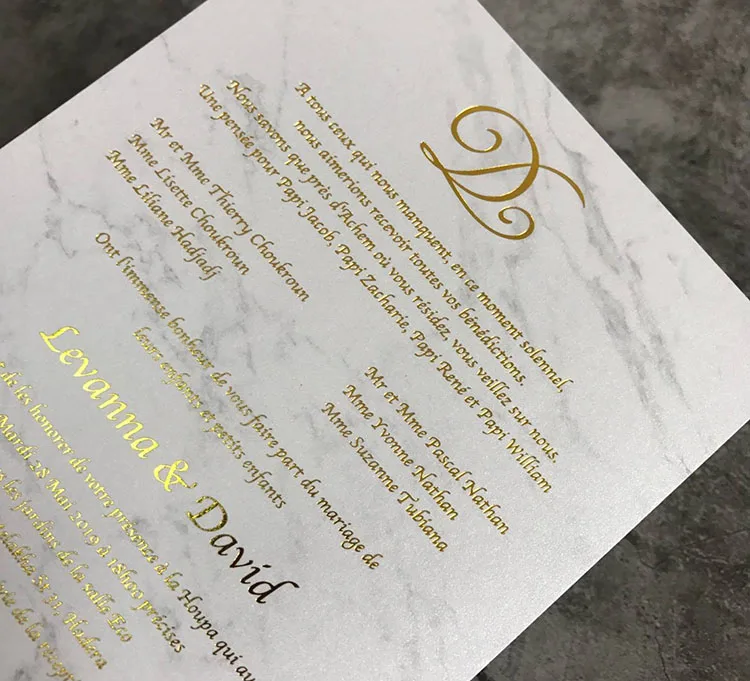  Simple Gold Foil Marble Design Flat Wedding Invitation Cards - 32857388819