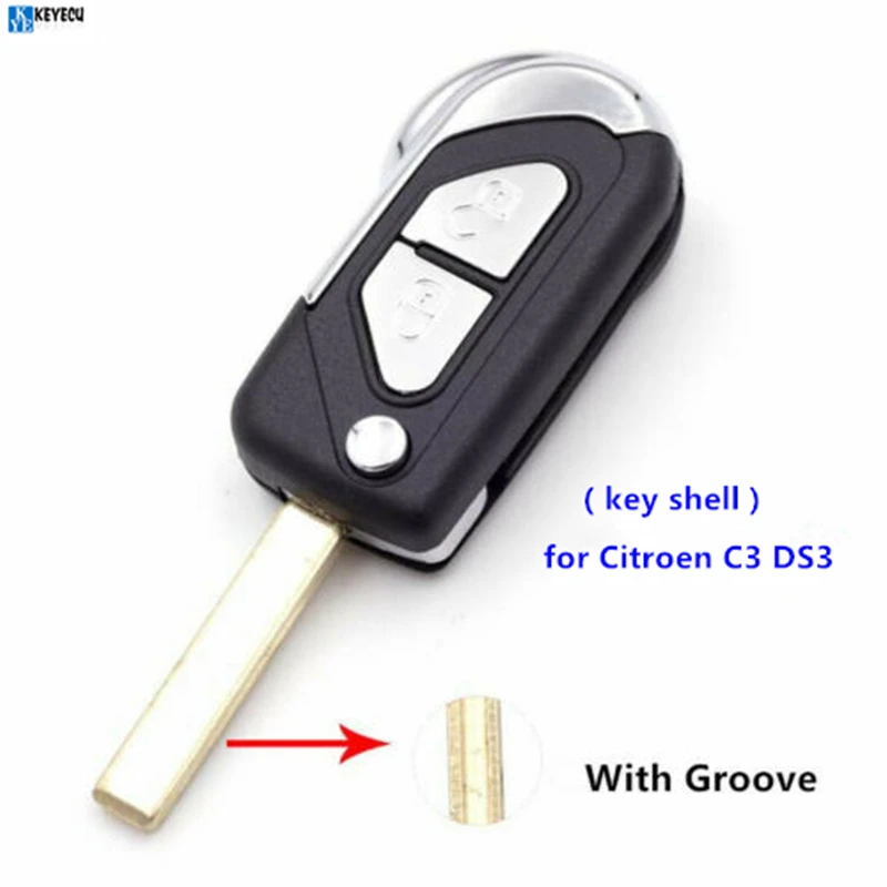Automobile Locksmith 2 Button Folding Flip Key Shell Case for Citroen C3 DS3 2 Button Remote Key Fob