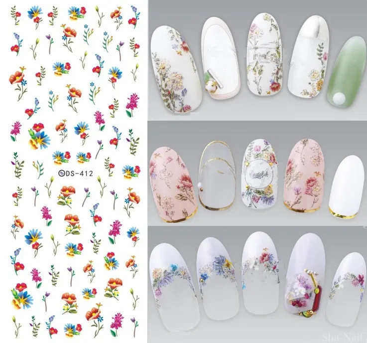 Florals Patterns! Nails Art Manicure Water Decal Decorations Design Water Transfer Nail Sticker For Nails Tips Beauty