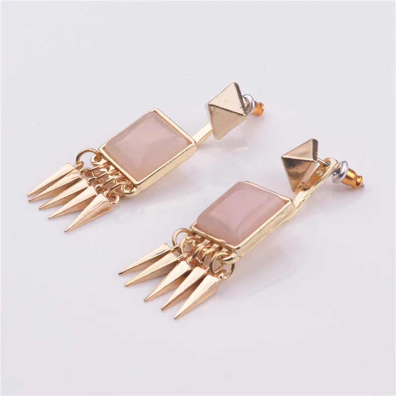 

Square Quartz Lapis Lazuli Drop Earrings Women Party Jewelry Punk Gold Color Dangle Earring Christmas Gift Oorbellen Pendientes