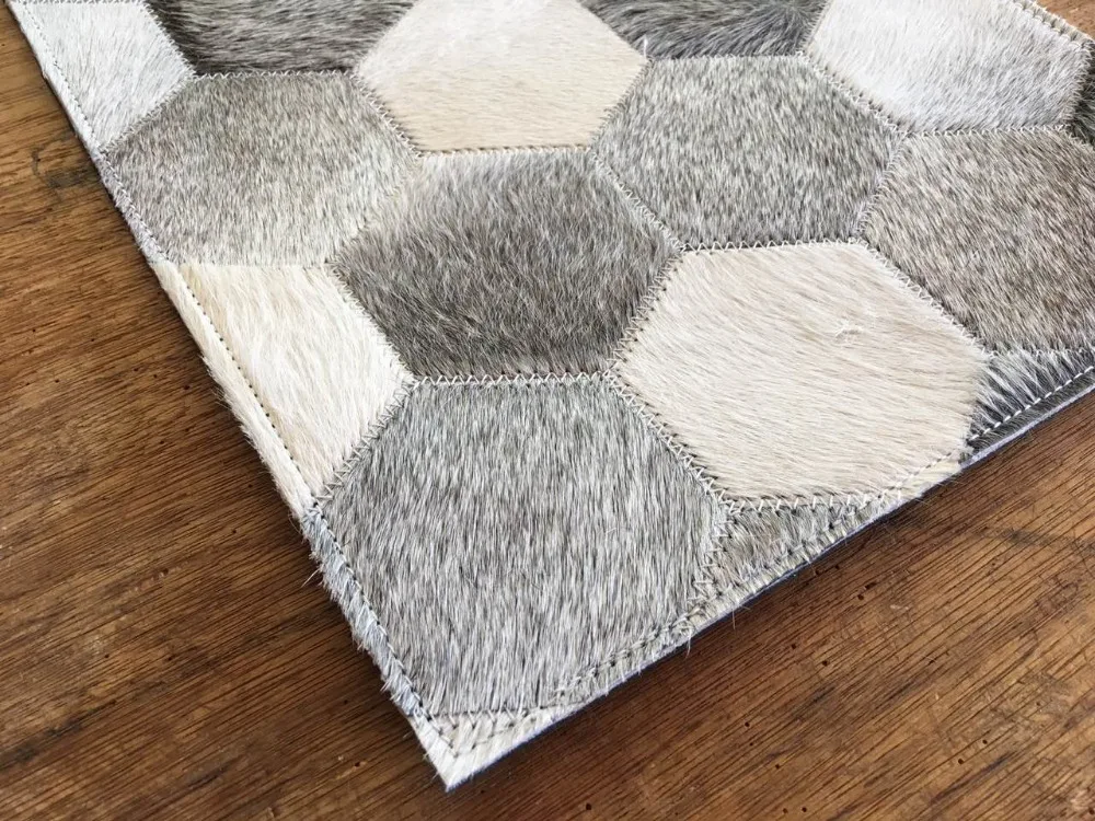

Modern Grey Cowhide Real Cow Fur Natural Leather Rug Decor