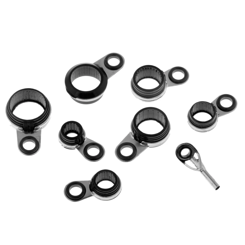 8 Pieces Telescopic Fishing Rod Guides and Tips Repair Kit Ceramic Ring Saltwater Freshwater Spinning Casting Rod Guides