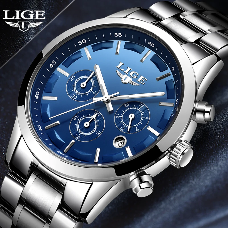 

Watch Men LIGE Mens Watches Top Brand Luxury Quartz Full Steel Wristwatch Men Military Waterproof Sport Watch Relogio Masculino