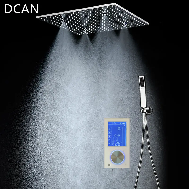 

3Jets Intelligent Digital LCD Display Rain Shower Set Installed in Wall 20" SPA Mist Rainfall Thermostatic Touch Panel Shower